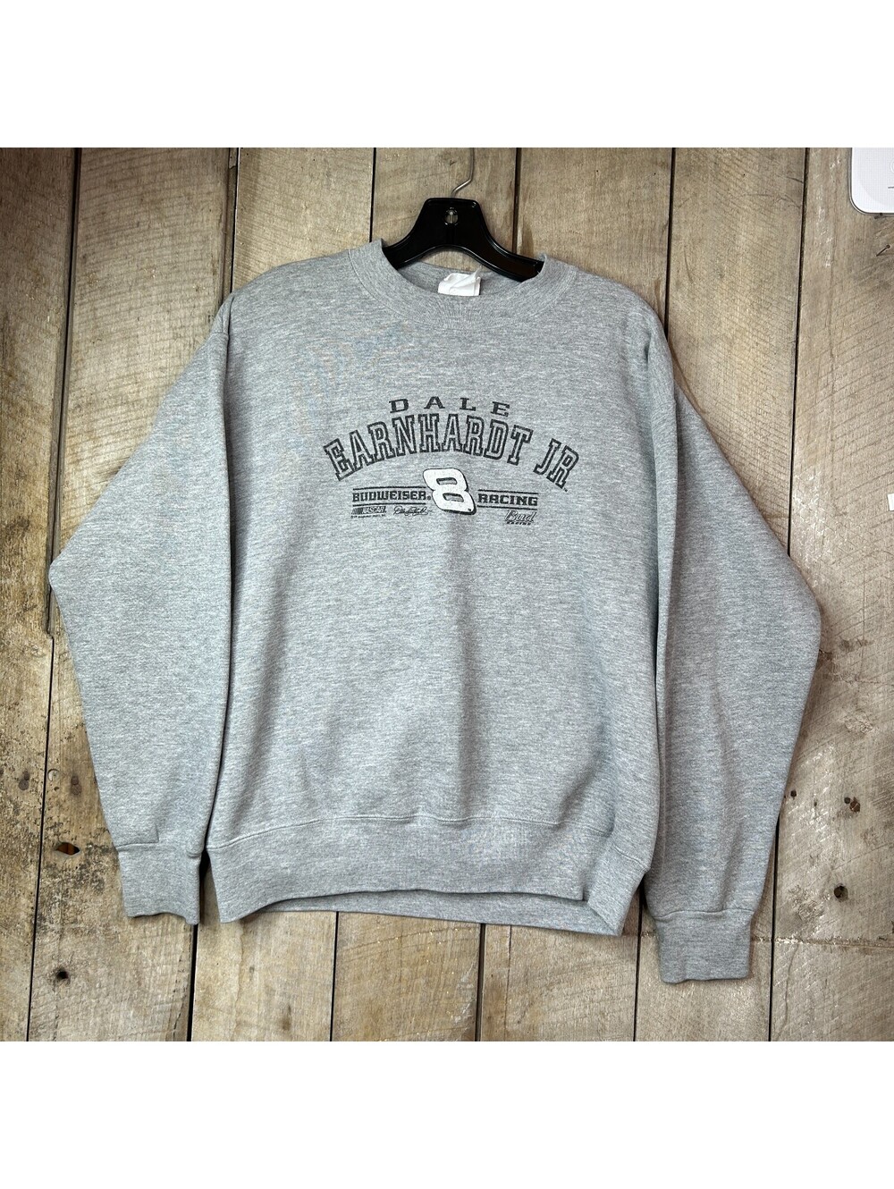 Vintage Dale Earnhardt Jr Sweatshirt Mens Medium Gray Budweiser NASCAR Chase